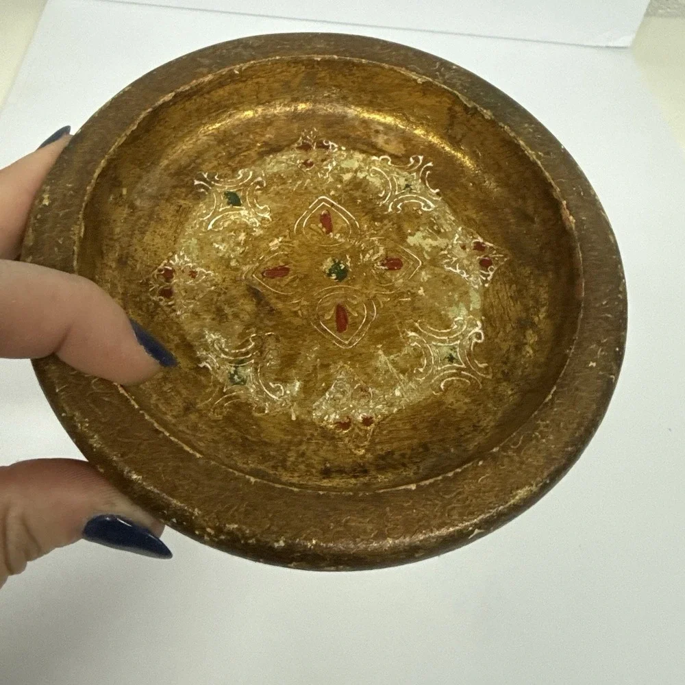 VTG Florentia Gilded Gold Trinket Dish Tray